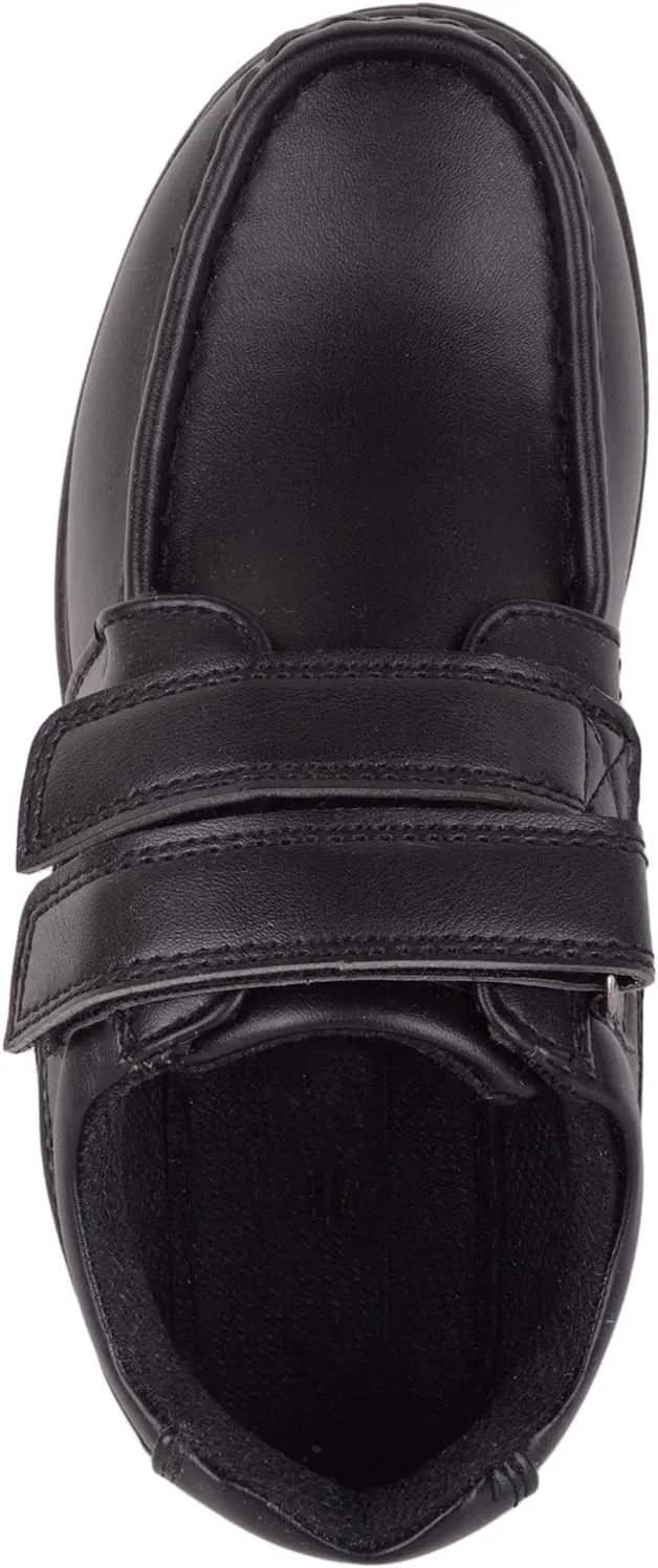 ABSOLUTE FOOTWEAR Junior Childrens Boys Formal Faux Leather Double Velcro Strap Padded School Shoes