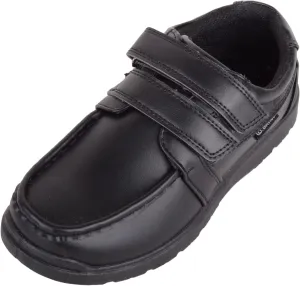 ABSOLUTE FOOTWEAR Junior Childrens Boys Formal Faux Leather Double Velcro Strap Padded School Shoes