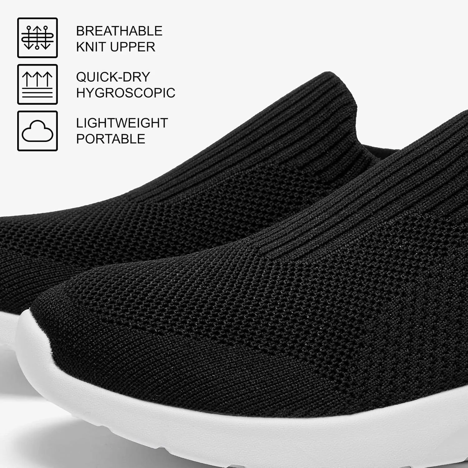 ALEADER Women's Slip On Comfort Walking Shoes, Lightweight Stretch Knit Sneakers Breathable Athletic Tennis