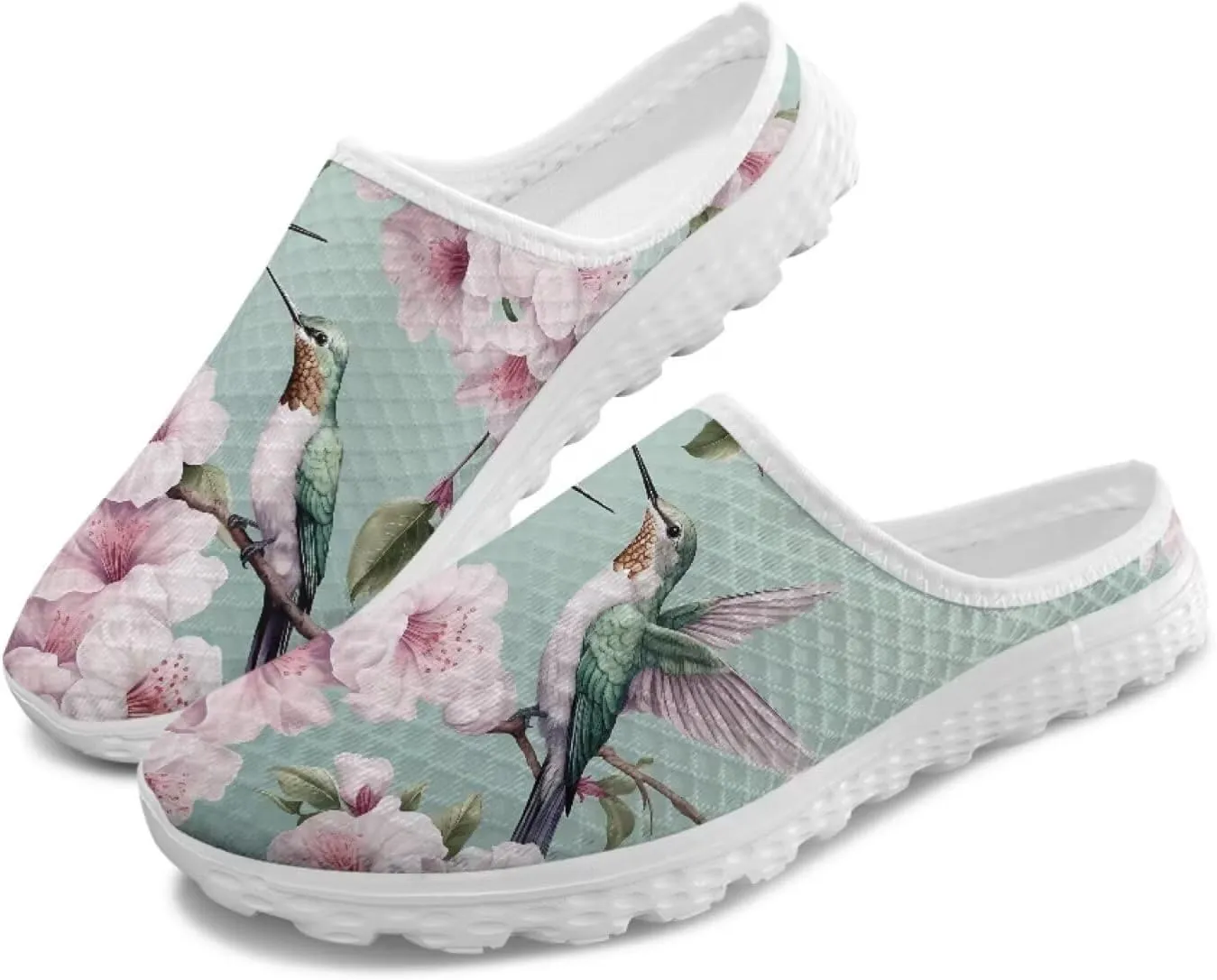 Animal Print Mule Sneakers for Women Mesh Running Shoes Low Top Mesh Loafers for Indoor Outdoor