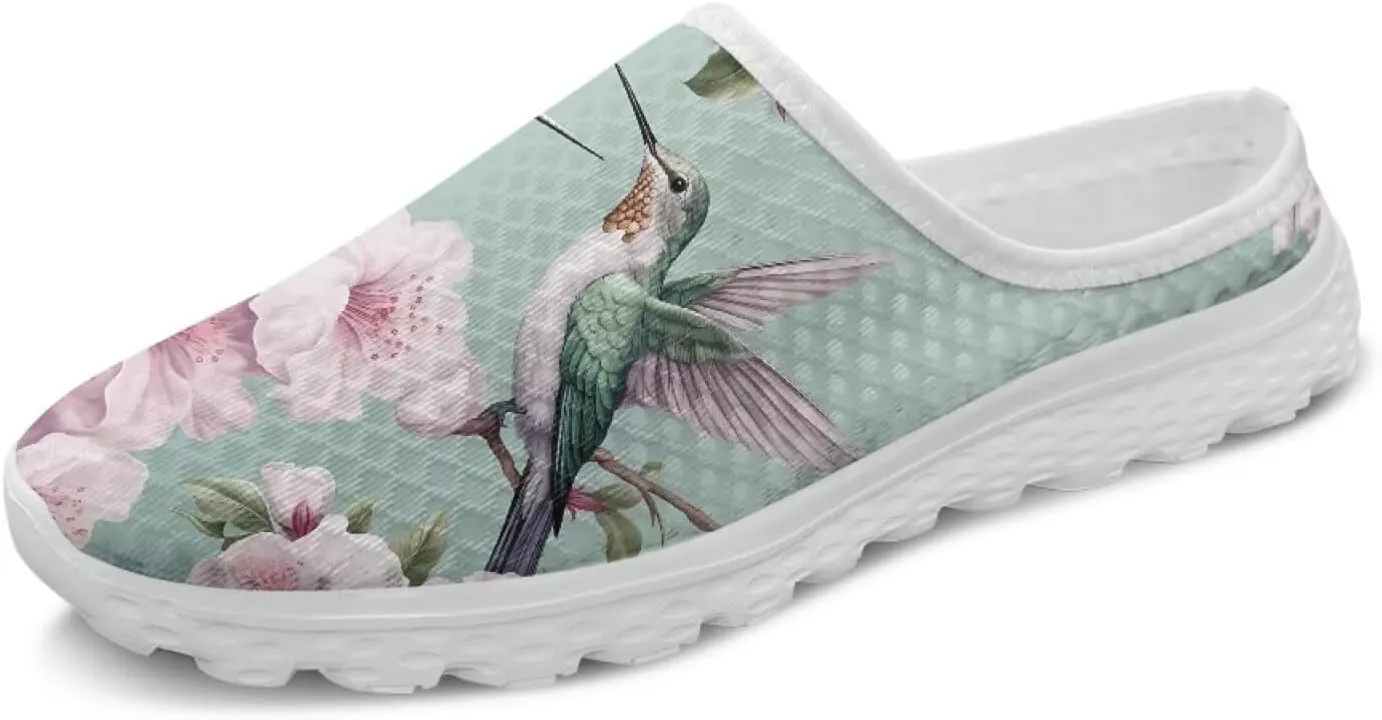 Animal Print Mule Sneakers for Women Mesh Running Shoes Low Top Mesh Loafers for Indoor Outdoor