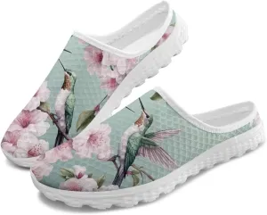Animal Print Mule Sneakers for Women Mesh Running Shoes Low Top Mesh Loafers for Indoor Outdoor