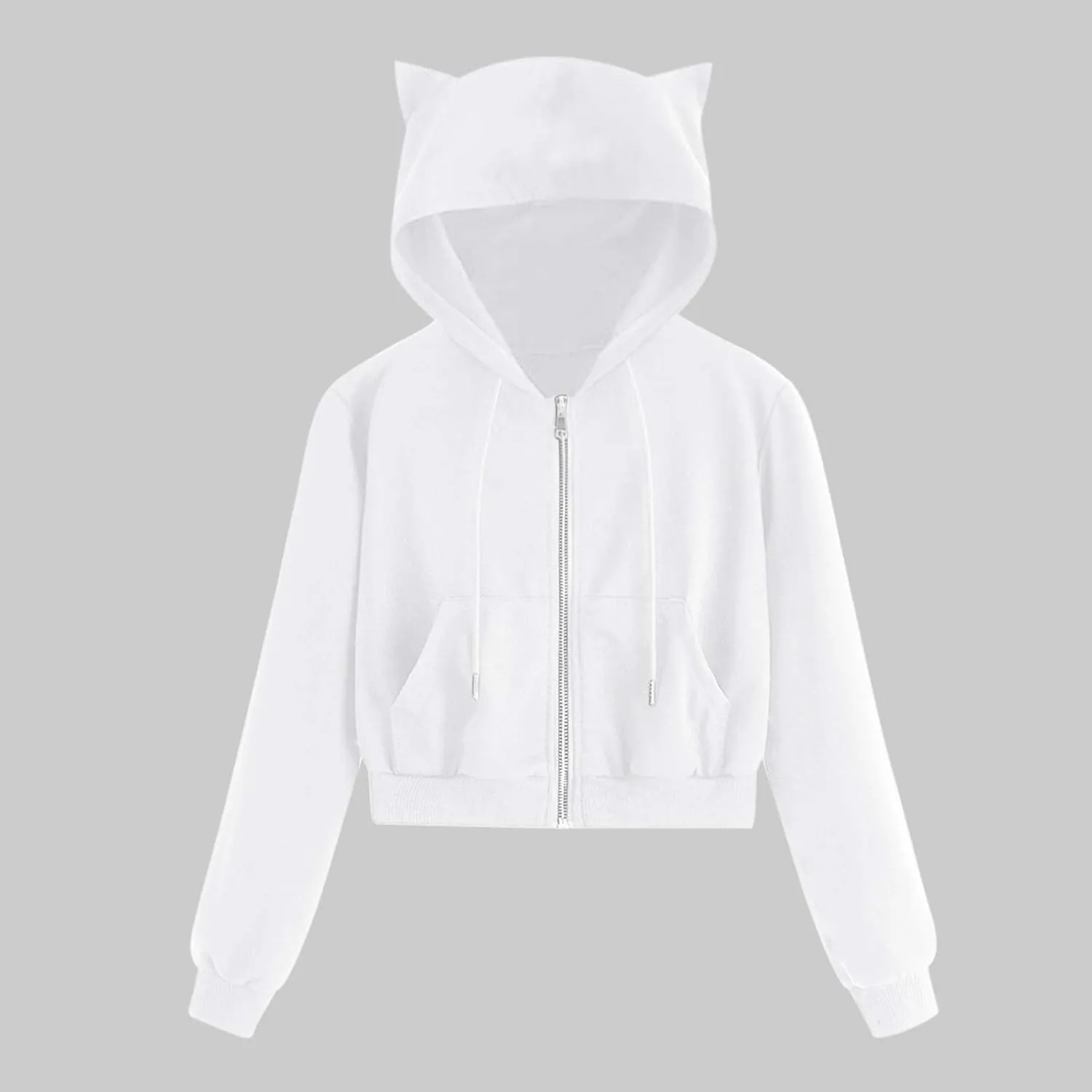 Aniywn Teen Girls Hoodies Cute Cat Ear Crop Top Gothic Hooded Sweatshirt Women Casual Long Sleeve Pullover Hodies