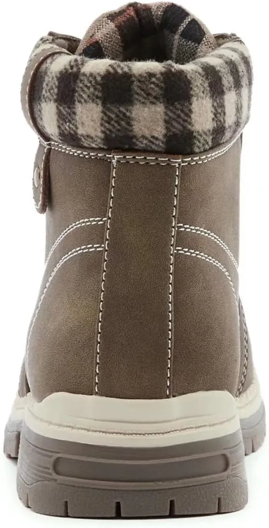 ANJOUFEMME Casual Winter Hiking Boots For Women - Womens Outdoor Snow Ankle Boots Waterproof Lightweight Lace up Fur Lined Walking Hiking Shoes