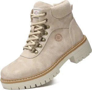 ANJOUFEMME Work Winter Hiking Boots For Women - Womens Snow Outdoor Casual Lace up Ankle Boots Waterproof Lightweight Warm Backpacking Walking Hiking Shoes