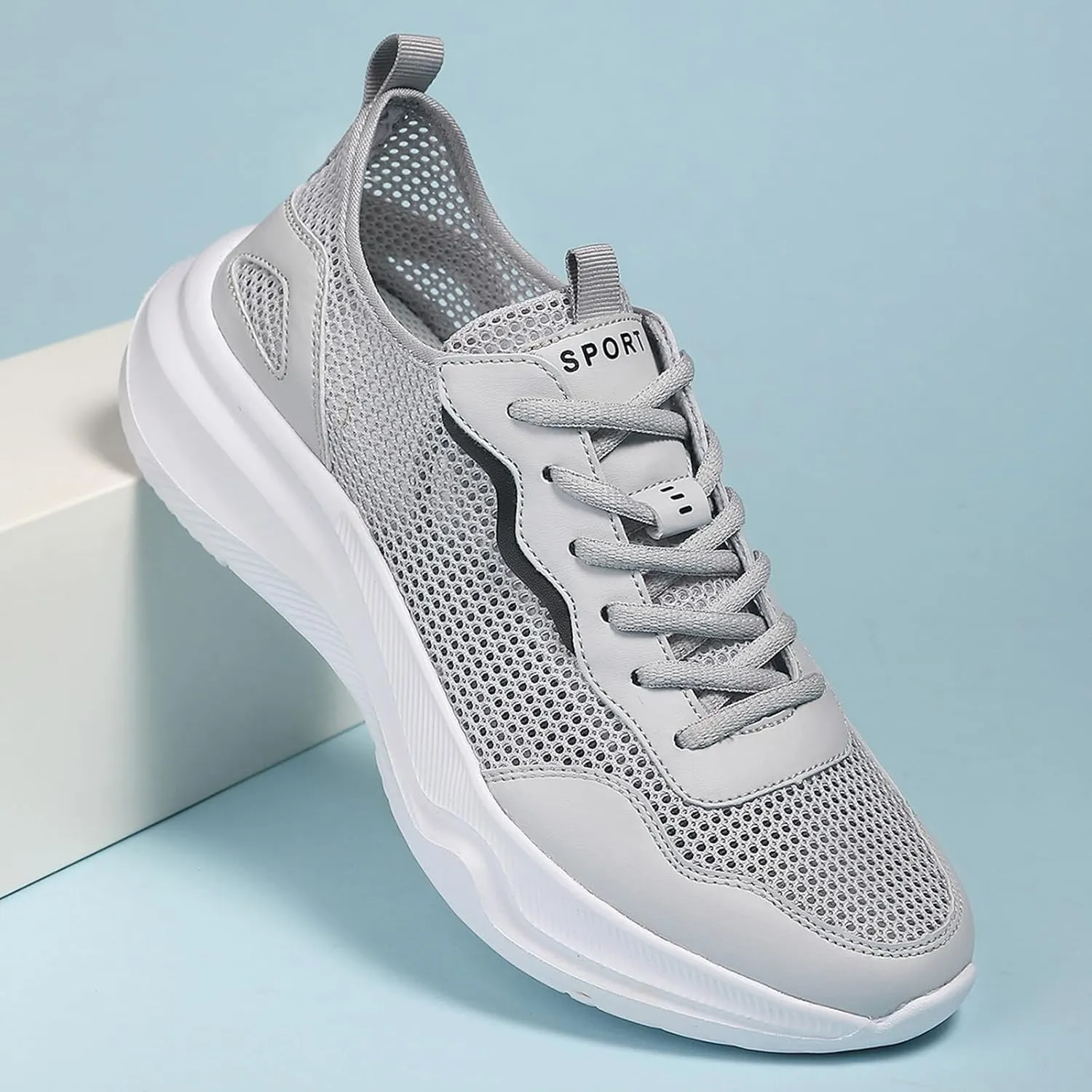 Arch Support Hiking Shoes for Men Breathable Elastic Fly Woven Mesh Sneaker Men's Lightweight Cushion Sneakers