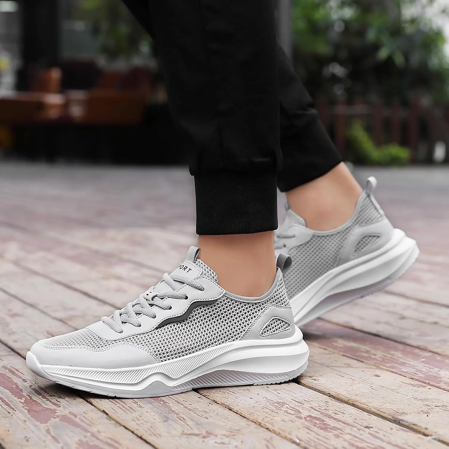 Arch Support Hiking Shoes for Men Breathable Elastic Fly Woven Mesh Sneaker Men's Lightweight Cushion Sneakers