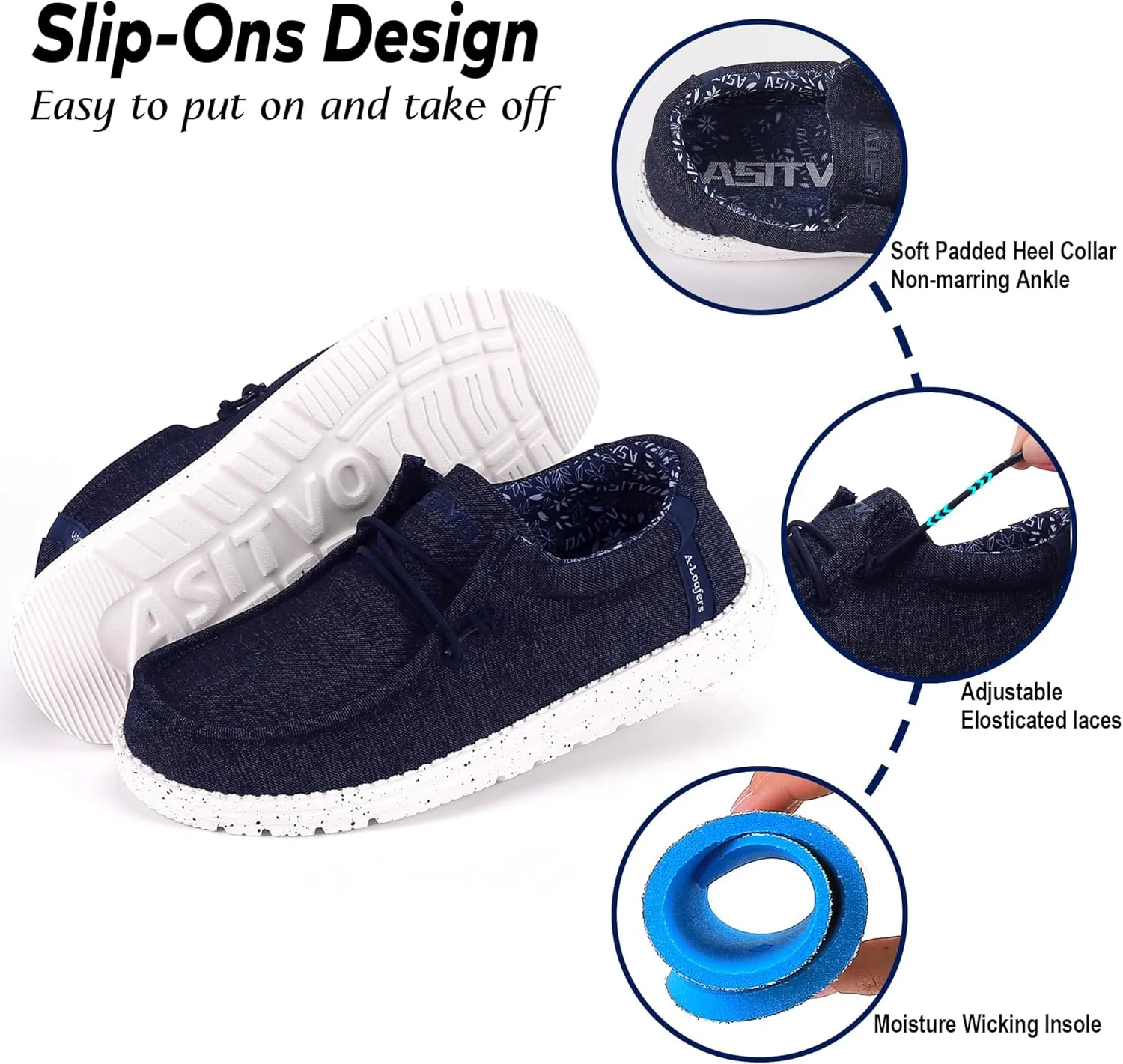 ASITVO Men's Wide Loafers & Slip-ons|Big Size Casual Slip on Walking Shoes|Width Toe Box
