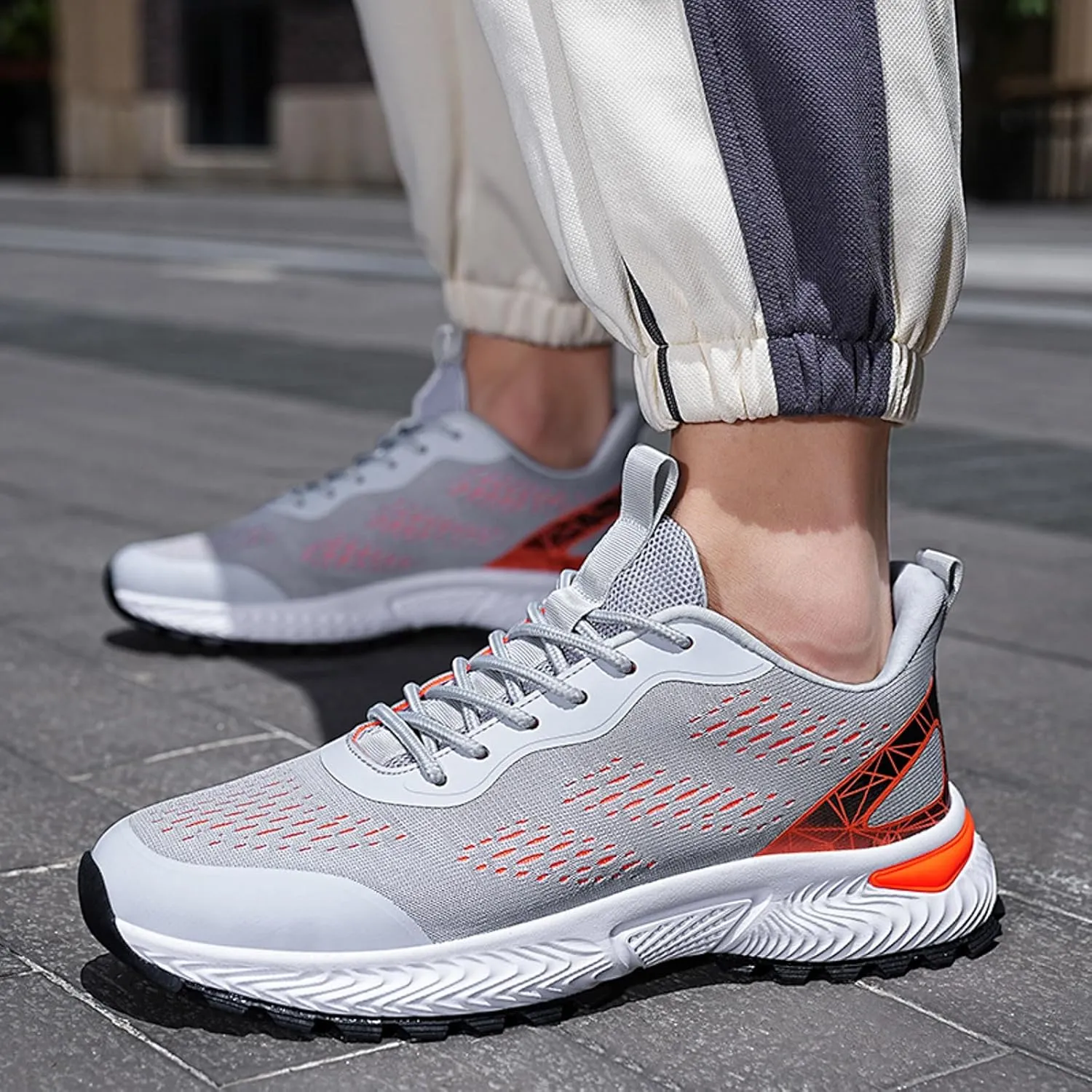 Athletic Fashion Sneakers for Men Casual Sneaker Mesh Breathable Walking Shoe Lightweight Elderly Slip on Shoes
