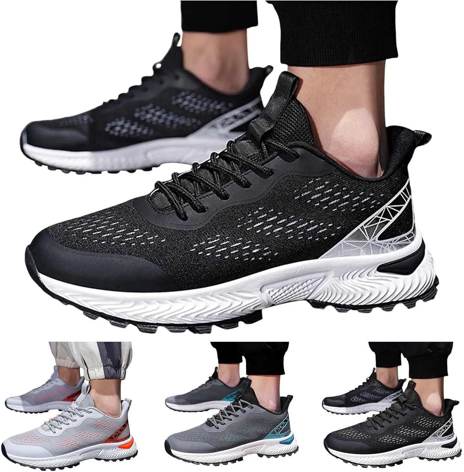 Athletic Fashion Sneakers for Men Casual Sneaker Mesh Breathable Walking Shoe Lightweight Elderly Slip on Shoes