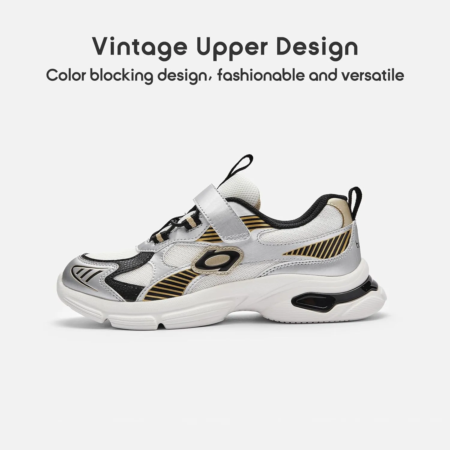 Balabala Kids Sneakers Boys Girls Running Tennis Shoes Lightweight Breathable Vintage Athletic with Hook and Loop