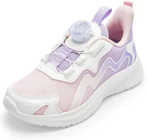 Balabala Kids Turn-Lock Sneakers Girls Boys Cool Running Tennis Shoes Lightweight Breathable Fashion Athletic Sports