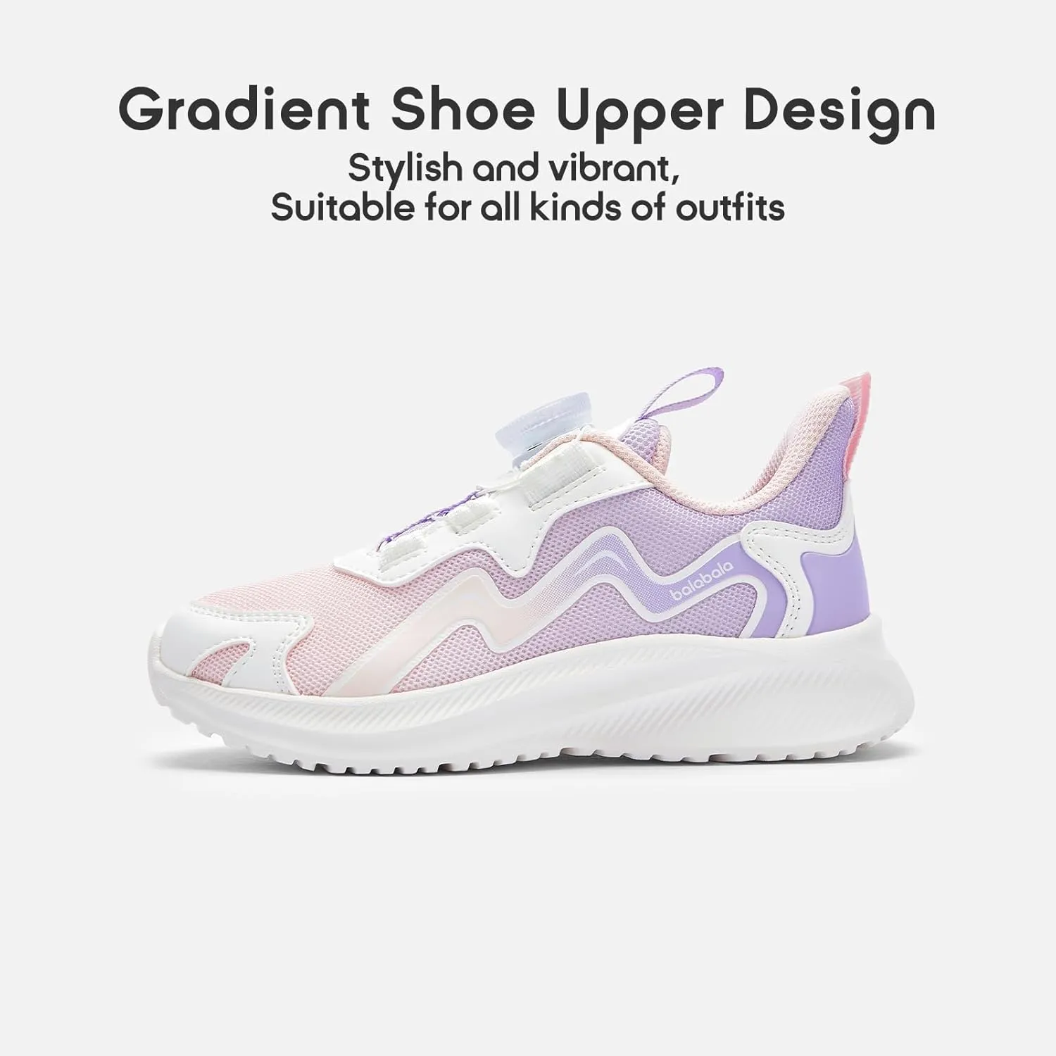 Balabala Kids Turn-Lock Sneakers Girls Boys Cool Running Tennis Shoes Lightweight Breathable Fashion Athletic Sports