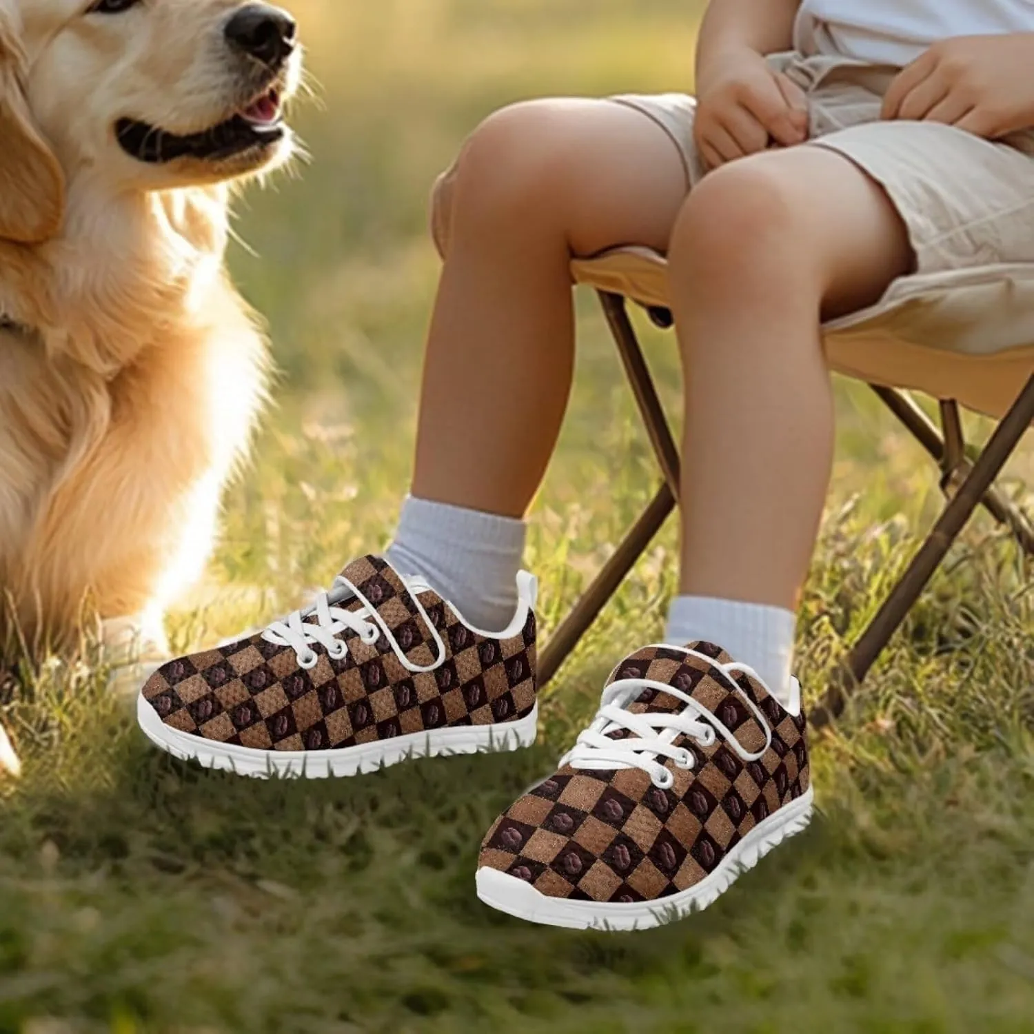 Black Print Kids Sneakers Boys Athletic Running Shoes Single Buckle Girls Running Tennis Mesh Shoes