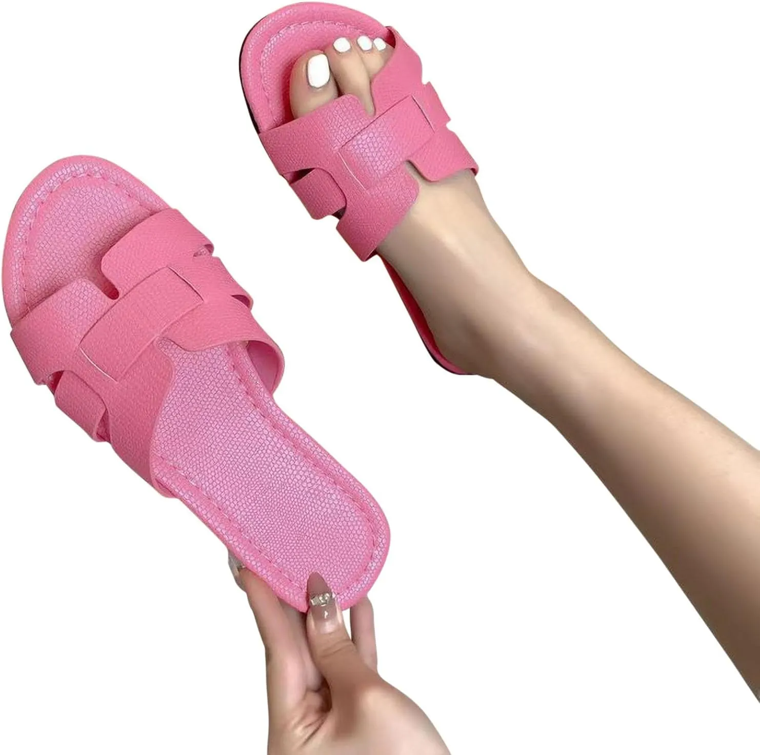 Boho Flat Sandals for Women Criss Cross Slip On Open Toe Casual Minimalist Breathable Comfy Travel Style