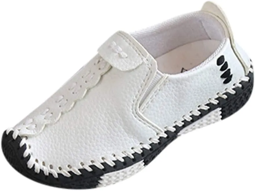 Boys Girls Leather Loafers Slip-On Oxford Flats Boat Dress Schooling Daily Walking Shoes Children Anti-Slip Sports Shoes