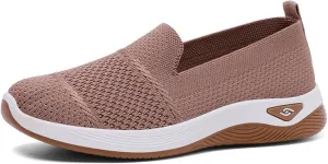 Canbebig Walking Shoes Women Woven Orthopedic Breathable Soft Shoes Hands Free Slip on Sneakers with Arch Support Breathable Nurse Shoe for Work Travel