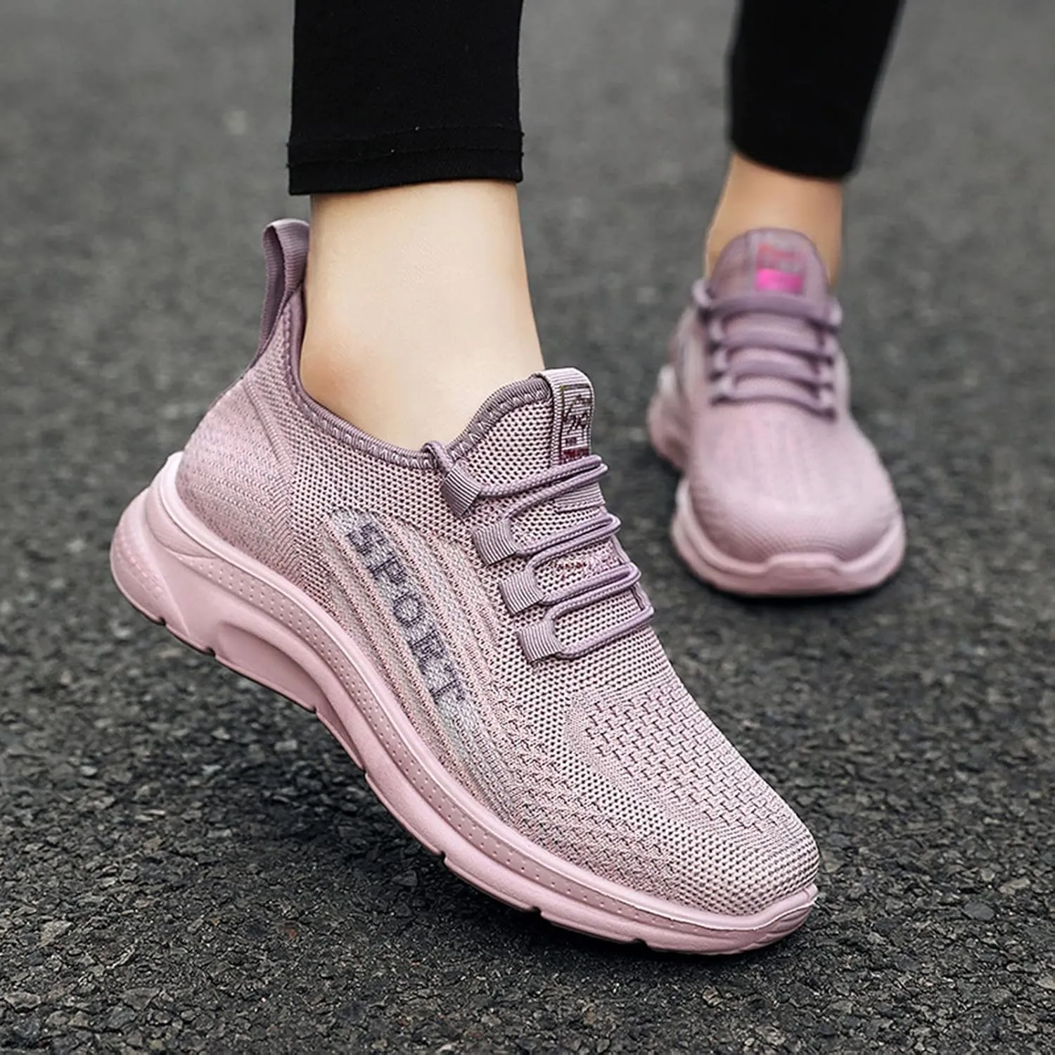Casual Sneakers for Women Non Slip Comfortable Lightweight Sneaker with Arch Support Breathable Woven Running Shoes