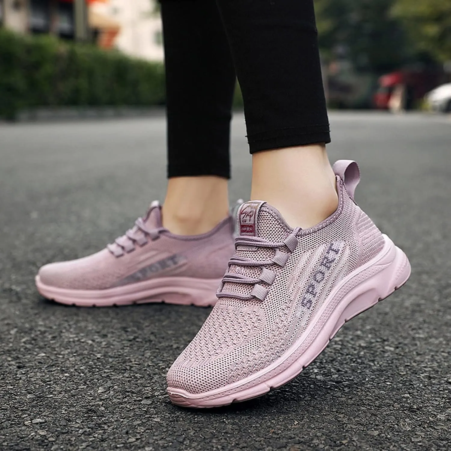Casual Sneakers for Women Non Slip Comfortable Lightweight Sneaker with Arch Support Breathable Woven Running Shoes