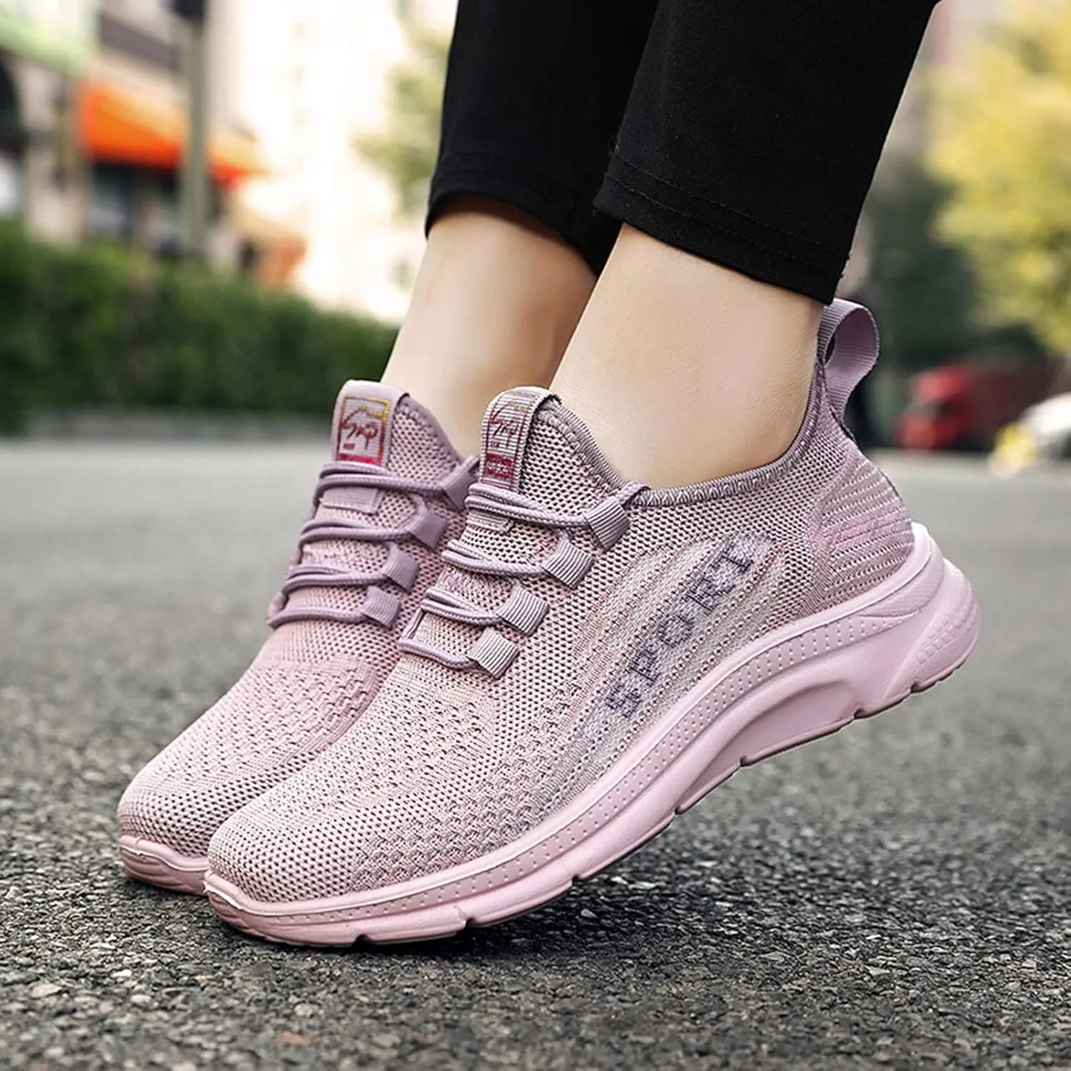 Casual Sneakers for Women Non Slip Comfortable Lightweight Sneaker with Arch Support Breathable Woven Running Shoes
