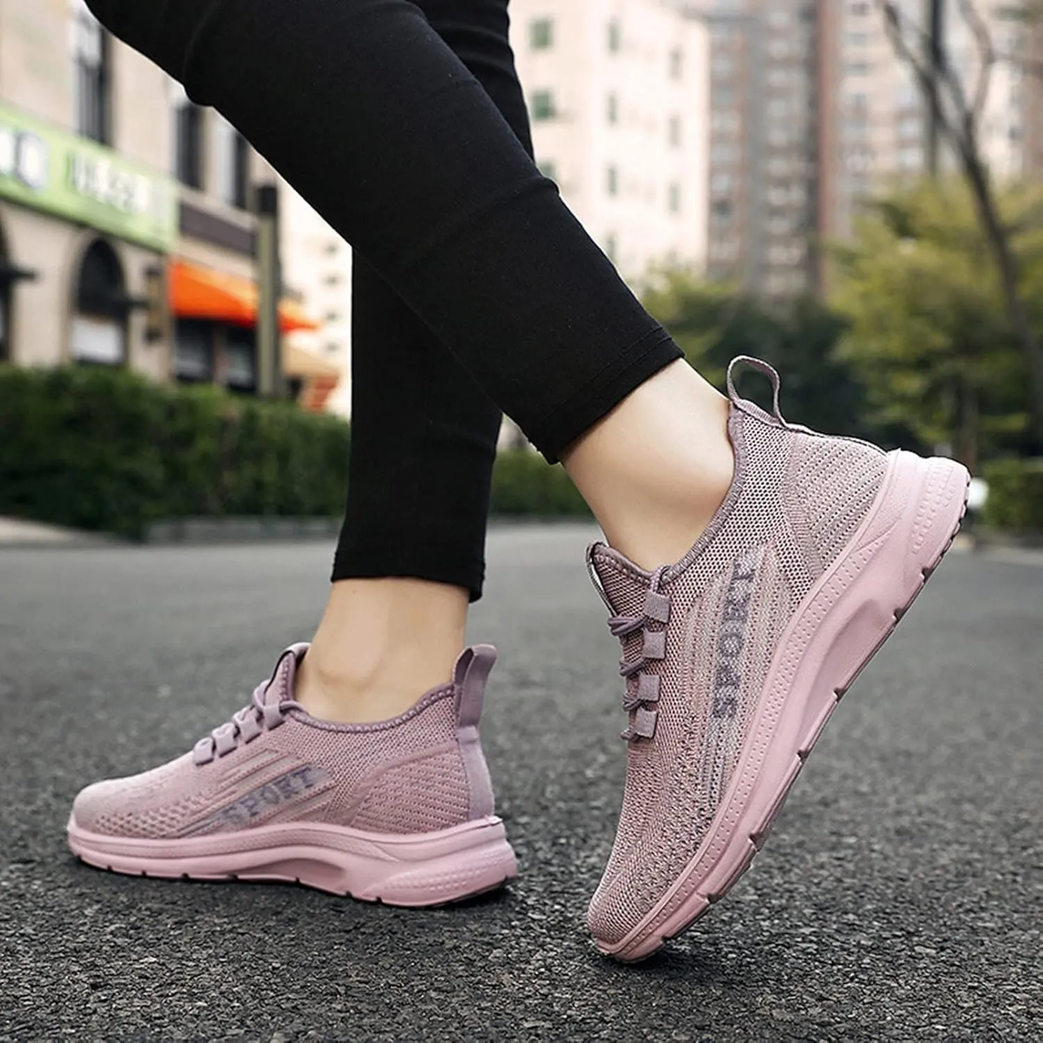 Casual Sneakers for Women Non Slip Comfortable Lightweight Sneaker with Arch Support Breathable Woven Running Shoes