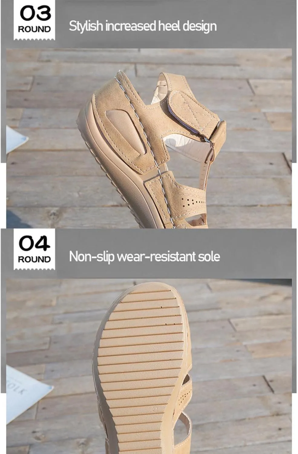 Closed Toe Sandals for Women 2025 Dressy Arch Support Walking Sandals Summer Ankle Strap Non-Slip Hollow Out Wedge Sandal Beach Mid Heel Platform