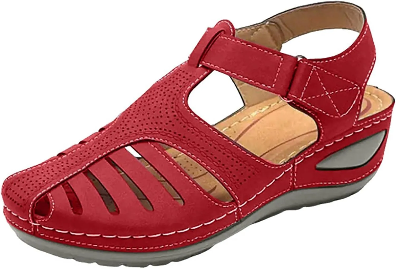 Closed Toe Sandals for Women 2025 Dressy Summer Comfortable Gladiator Sandals Ankle Strap Wedges Breathable Hollow Out Sandal Casual Anti-Slip Sandal Outdoor Walking Shoes