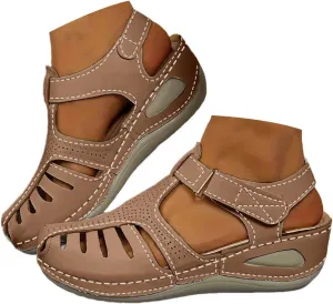Closed Toe Sandals for Women 2025 Dressy Summer Comfortable Platform Wedges Ankle Strap Gladiator Sandals Breathable Hollow Out Sandal Casual Anti-Slip Sandal Outdoor Walking Shoes