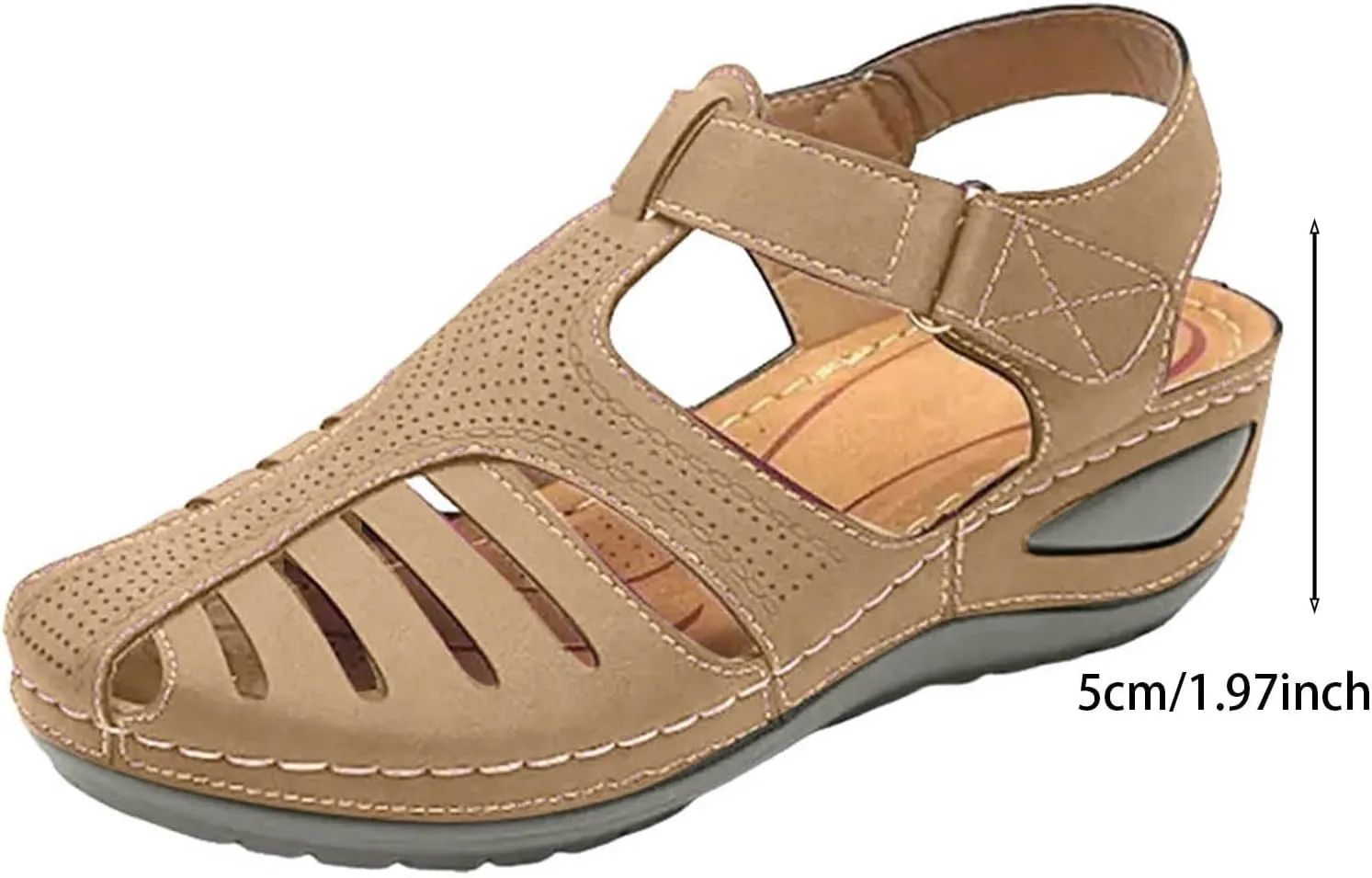 Closed Toe Sandals for Women 2025 Dressy Summer Comfortable Platform Wedges Ankle Strap Gladiator Sandals Breathable Hollow Out Sandal Casual Anti-Slip Sandal Outdoor Walking Shoes
