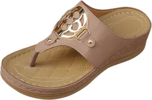 Comfortable Women's Slippers Daily Wear with Thong Design and Wedge Heel Perfect Rubber Sole Slippers for Women Outside