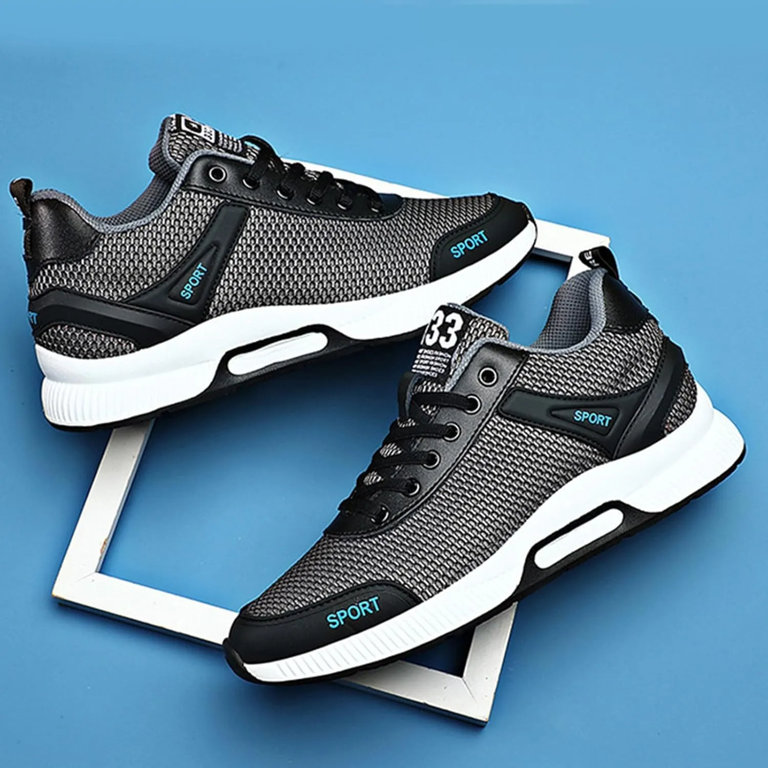 Couple Men's Elevator Shoes Men's Casual Mesh Trainers Lightweight Breathable Lace Up Sports Mens Sneaker Socks Low Cut