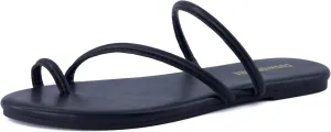 CUSHIONAIRE Resort Women’s Minimalist Strappy Sandals – Lightweight Summer Flat Sandals with Cushioned Footbed