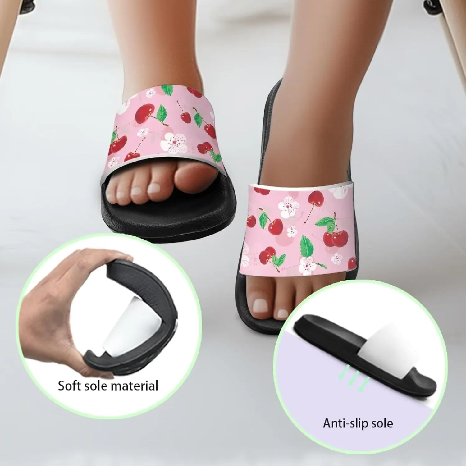 Doojoayie Summer Fruits Non-Slip Slides for Little Kids Girls Beach Water Play