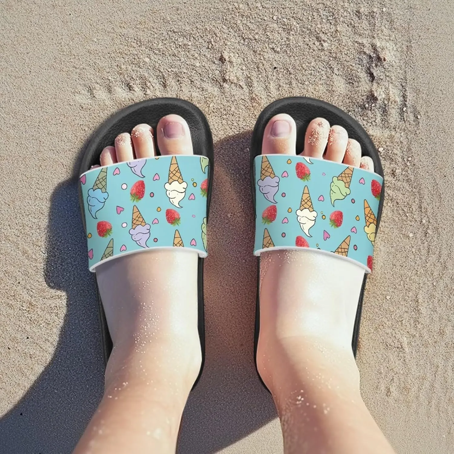 Doojoayie Summer Fruits Non-Slip Slides for Little Kids Girls Beach Water Play