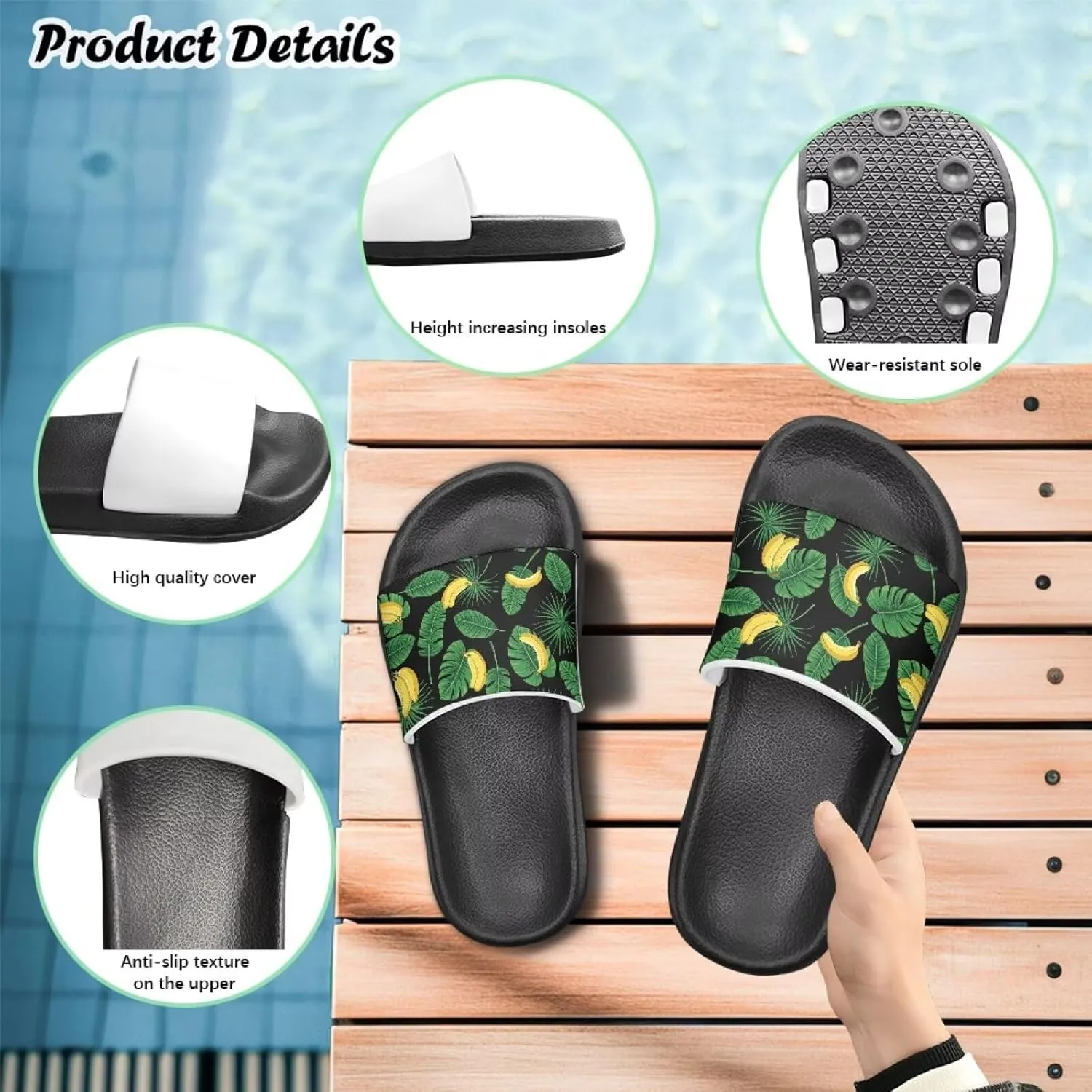 Doojoayie Summer Fruits Non-Slip Slides for Little Kids Girls Beach Water Play