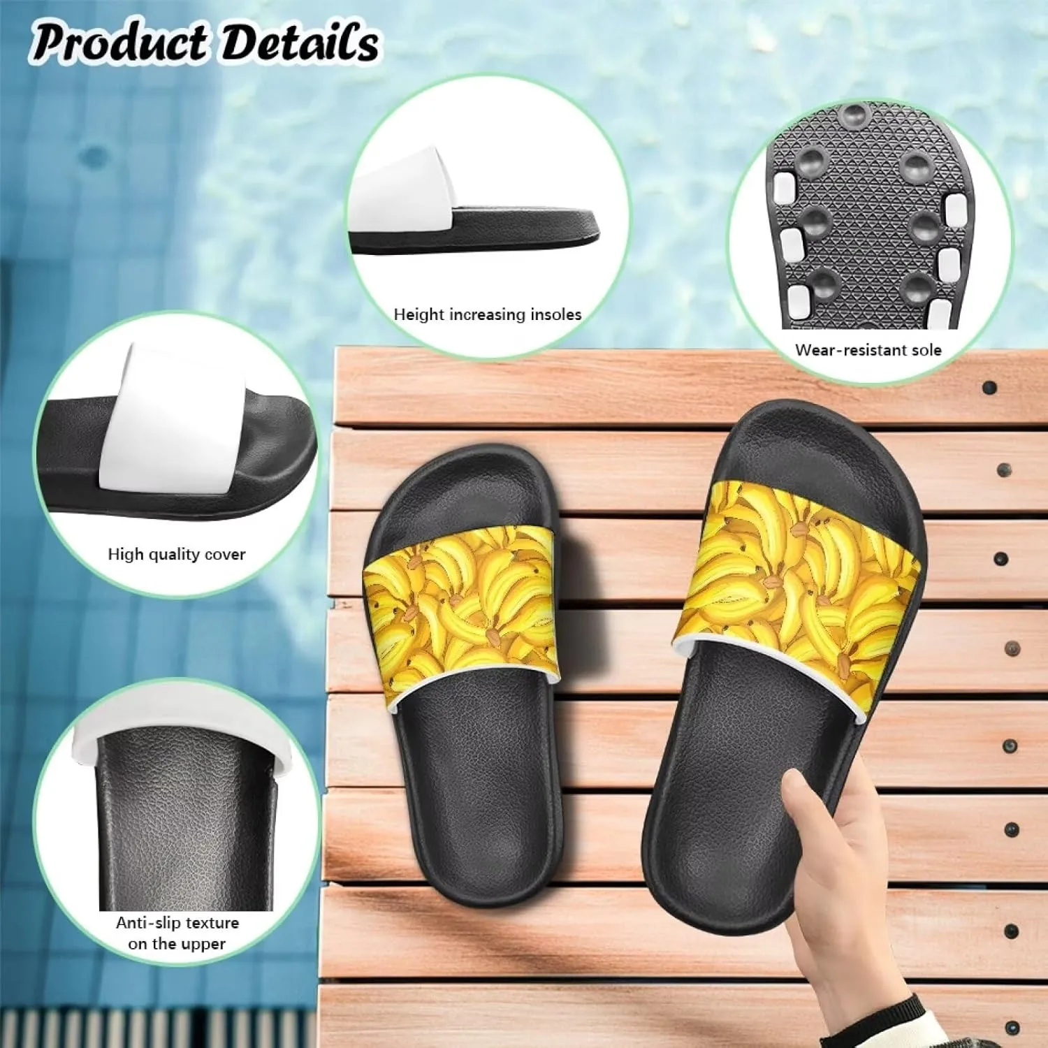 Doojoayie Summer Fruits Non-Slip Slides for Little Kids Girls Beach Water Play