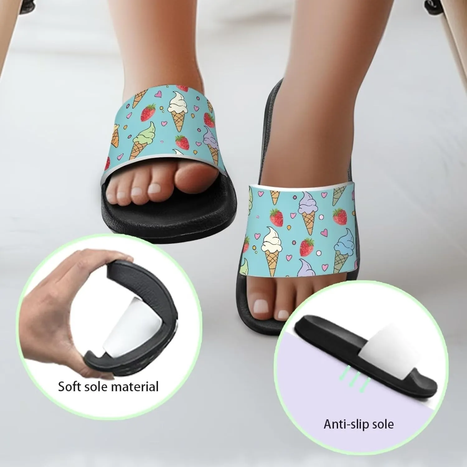 Doojoayie Summer Fruits Non-Slip Slides for Little Kids Girls Beach Water Play