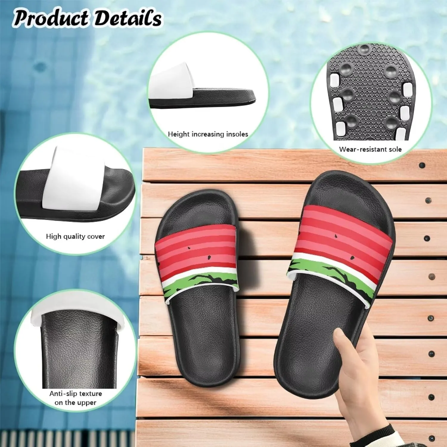 Doojoayie Summer Fruits Non-Slip Slides for Little Kids Girls Beach Water Play