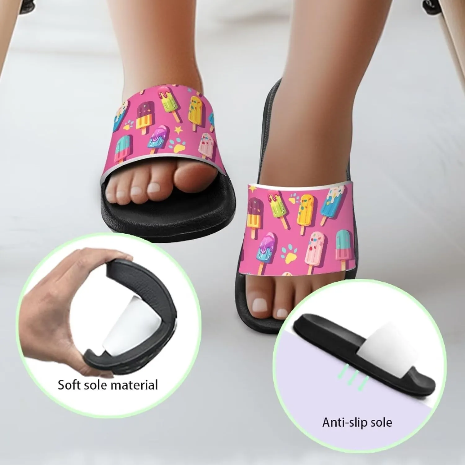 Doojoayie Summer Fruits Non-Slip Slides for Little Kids Girls Beach Water Play