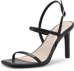DREAM PAIRS Women’s Slingback Heels High Stilettos Open Square Toe Ankle Strap Pumps Sexy Comfort Strappy Dress Shoes Wedding Bridal Heeled Sandals