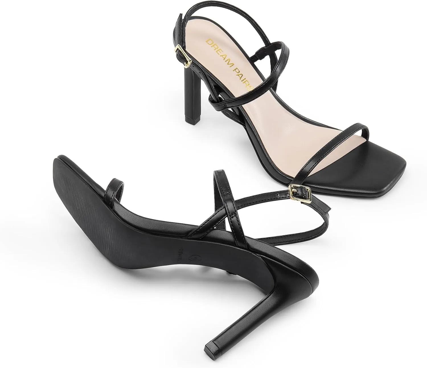 DREAM PAIRS Women’s Slingback Heels High Stilettos Open Square Toe Ankle Strap Pumps Sexy Comfort Strappy Dress Shoes Wedding Bridal Heeled Sandals
