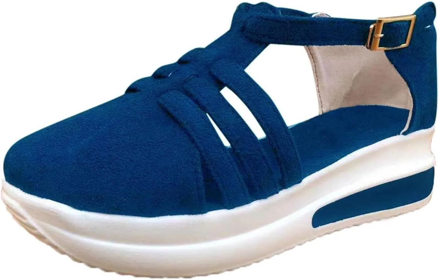 Eduavar Sandalias para Mujer, Orthopedic Sandals for Women Closed Toe Sandals Plarform Sandals with Back Strap