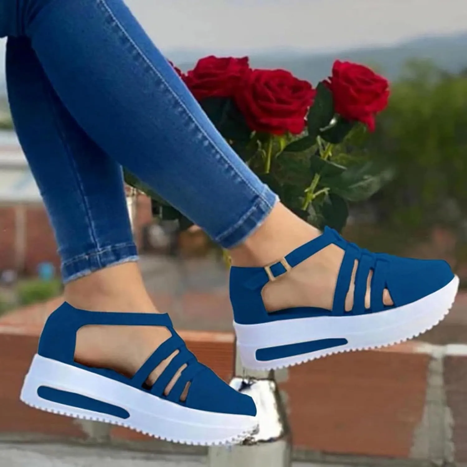 Eduavar Sandalias para Mujer, Orthopedic Sandals for Women Closed Toe Sandals Plarform Sandals with Back Strap