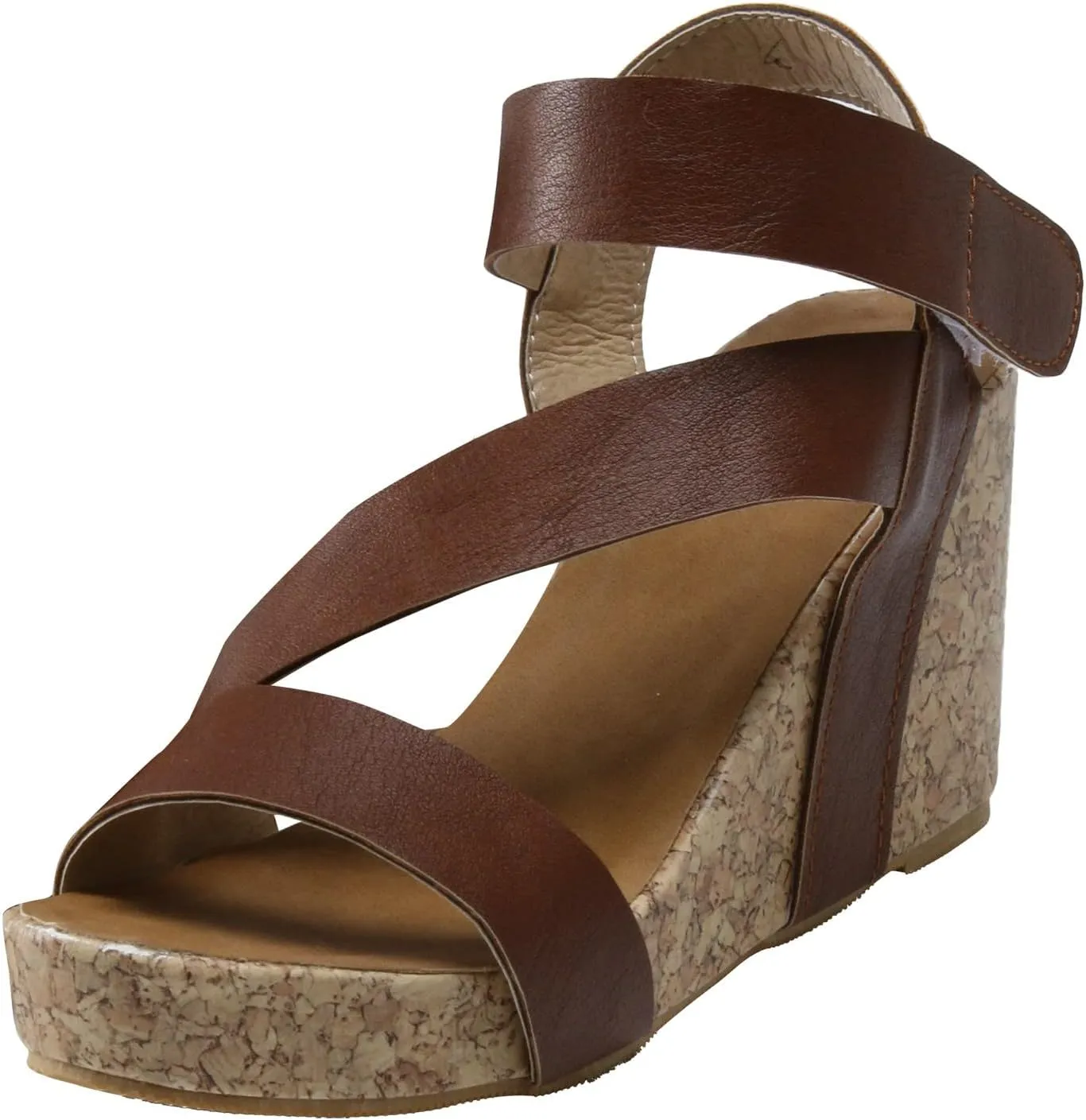 Eduavar Sandals for Women Dressy, Sandals Women Dressy Summer Leather Wedge Platform Sandals Open Toe Sandals Shoes