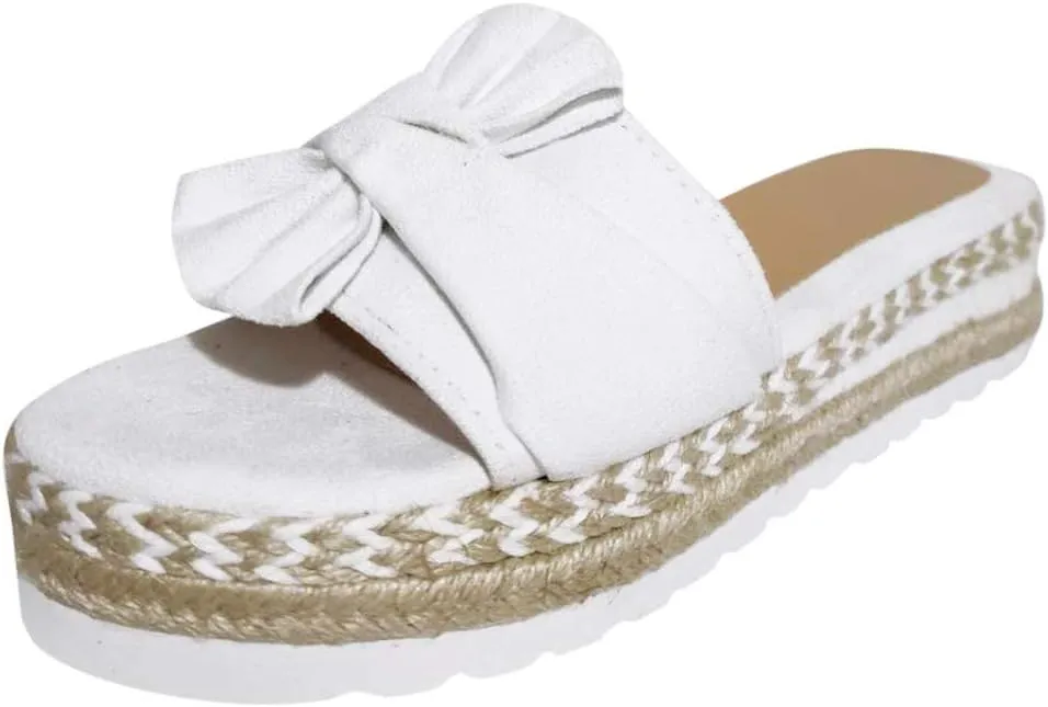 Eduavar Sandals Women Dressy Summer, Sandals Women Bow Toe Wedge Platforms Sandals Dressy Summer Comfy Slip On Sandals