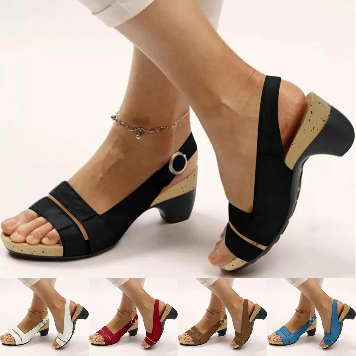 Eduavar Sandals Women Dressy Summer, Women's Sandals Wedge Sandals Ultra-Comfy Breathable Sandals Orthotic Sandals Women