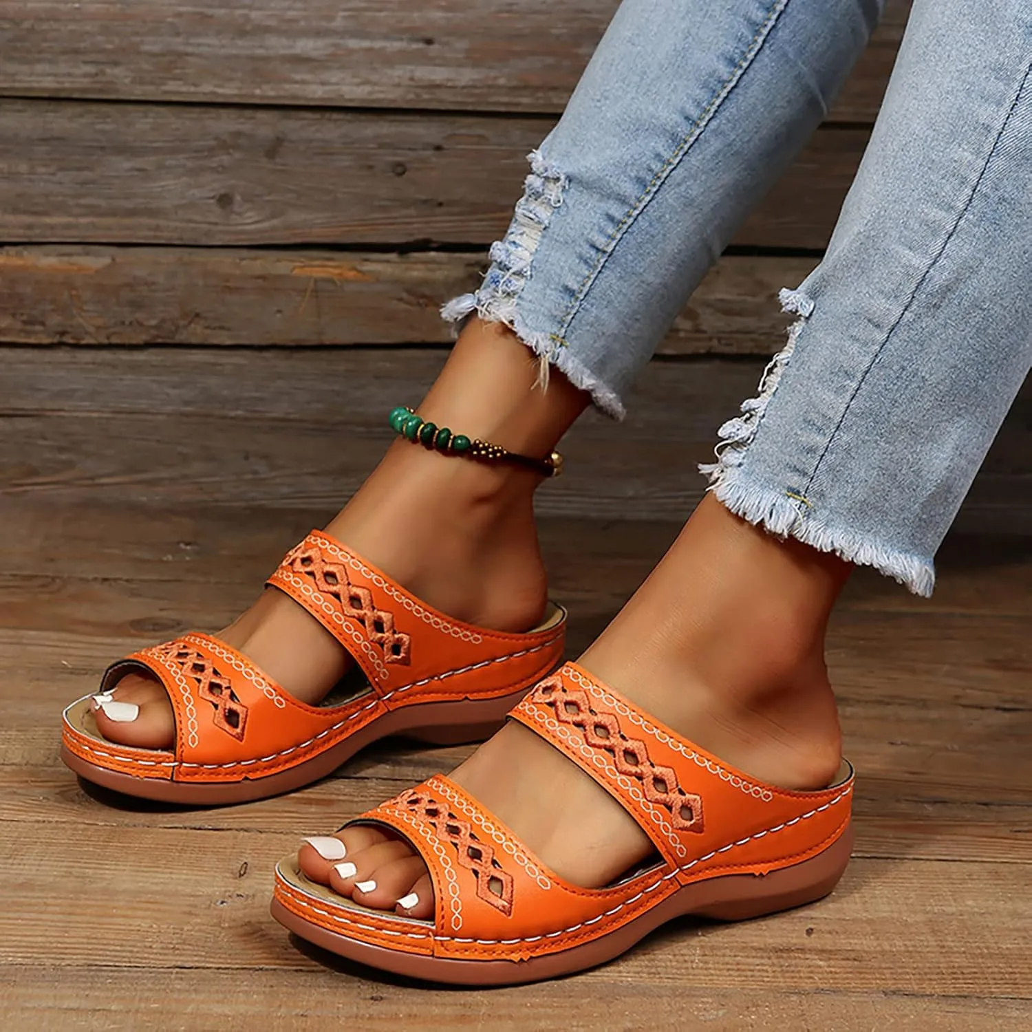 Eduavar Womens Platform Sandals,Summer Sandals Comfortable Beach Travel Sandals Stylish Slip On Sandals Open Toe Sandals