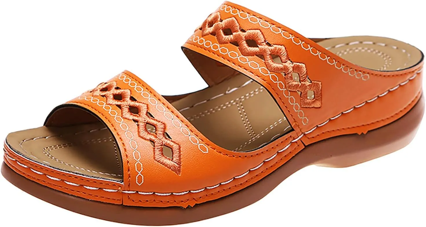 Eduavar Womens Platform Sandals,Summer Sandals Comfortable Beach Travel Sandals Stylish Slip On Sandals Open Toe Sandals
