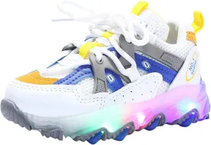 EnJoCho Toddler Girls Light Up Shoes Sneakers 1-7Years Baby Boys Letter Led Light Luminous Running Sport Boots Shoes (Blue-02#A, 5-5.5Years)