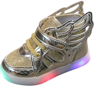 EnJoCho Toddler Girls Light Up Shoes Sneakers 1-7Years Baby Boys Letter Led Light Luminous Running Sport Boots Shoes (Gold#dfg, 5-5.5Years)